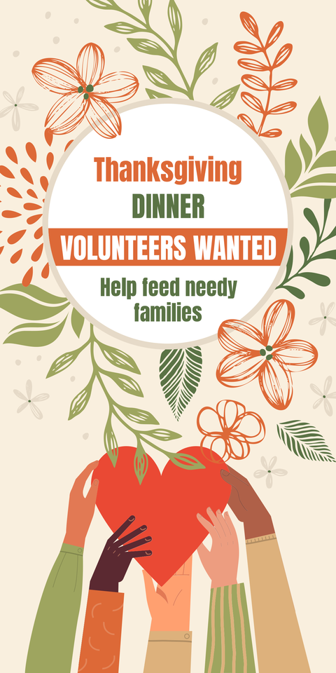 Vibrant Thanksgiving Dinner for Needy People Sign Template