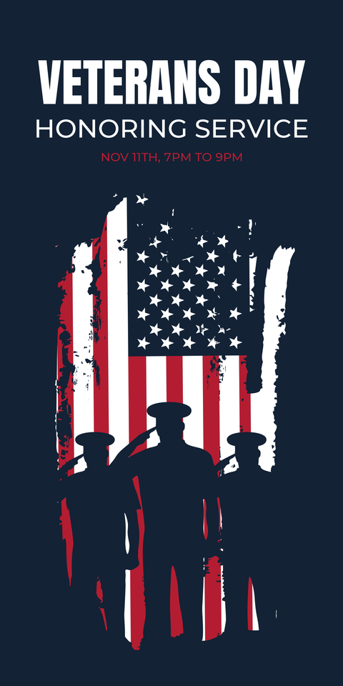 Three Veterans With a US Flag Background Sign Template