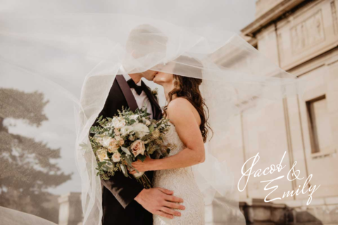 Kissing Newlyweds Wedding Photo Sign Template