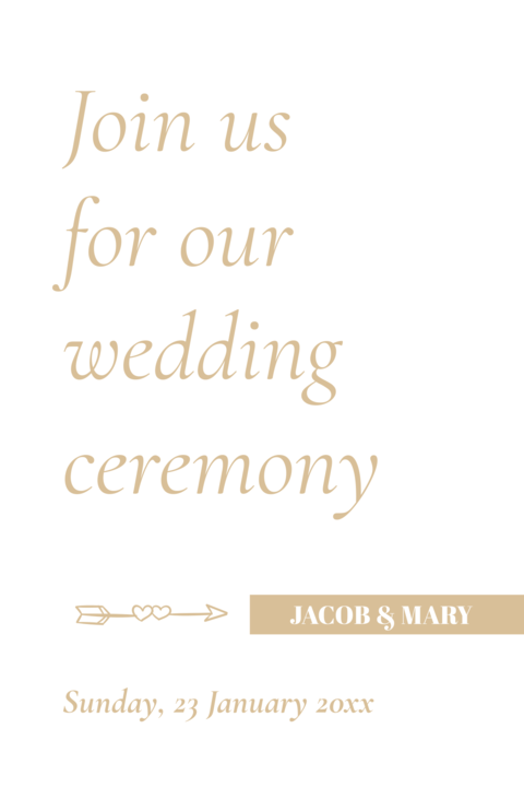 Golden and White Wedding Invitation Sign Template