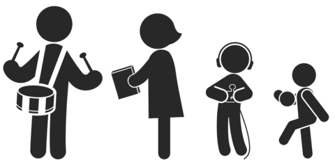 Family Silhouette With Different Activities Sign Template