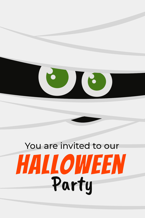 Cartoon Mummy Halloween Party Sign Template