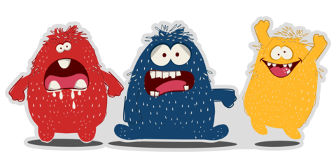 Three Funny Monsters Halloween Sign Template