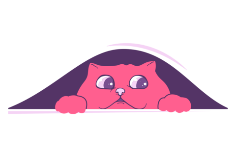 Pink Cat Peeking Out From Under the Carpet Animal Template