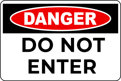 White and Black Do Not Enter Danger Warning Sign Template