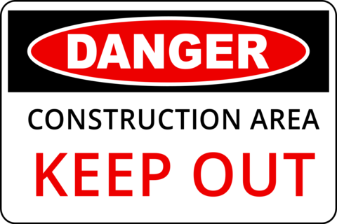 Red, Black, White Construction Area Danger Sign Template