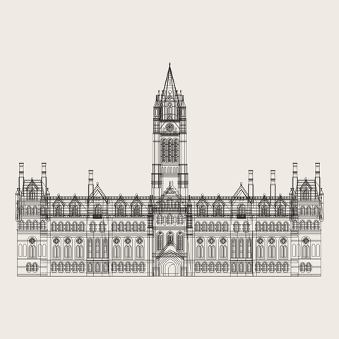 Detailed Linear Palace Sketch Sign Template