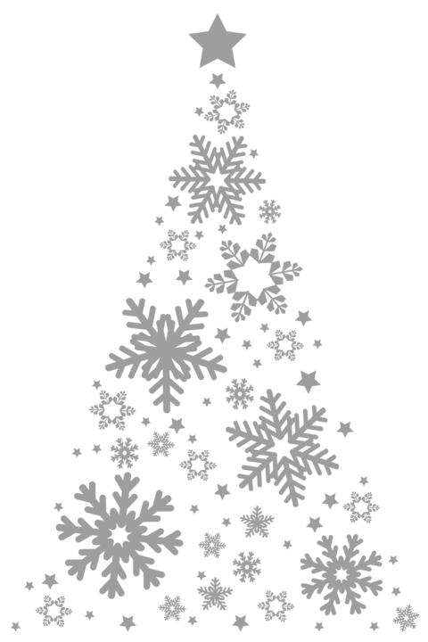 Grey Colored Christmas Tree Made of Snowflakes Template
