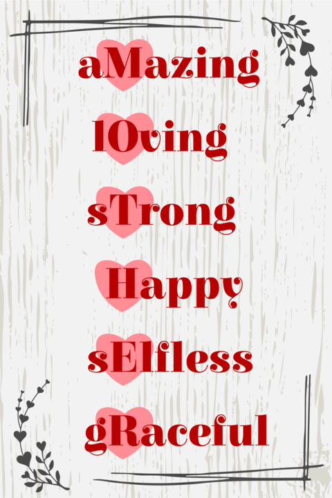 Adjectives for Mothers Decorative Sign Template