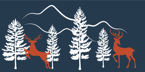 Playful Deer in a Dark Forest Sign Template
