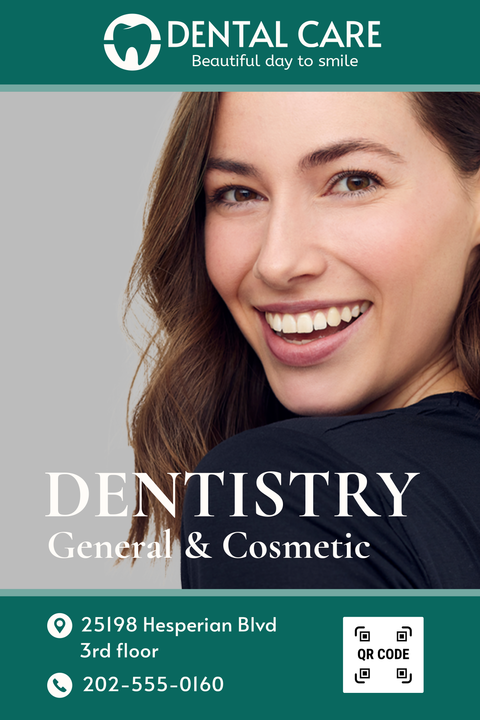 Young Woman Smiling Cosmetic Dentistry Sign Template