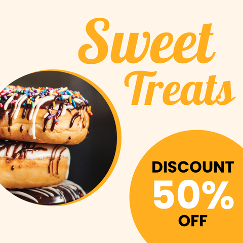 Orange Sweet Treats Discount Sign Template