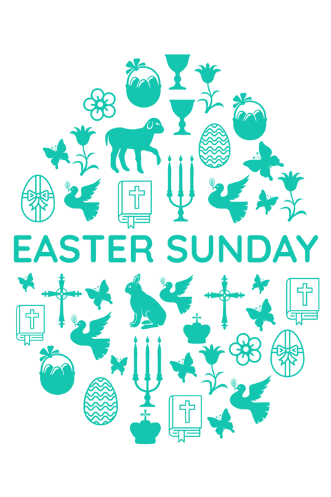 Turquoise Egg-Shaped Easter Illustrations Sign Template