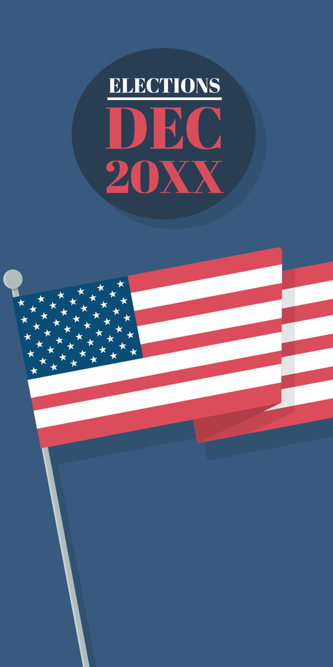 Us Flag on a Blue Background Elections 20XX Sign Template