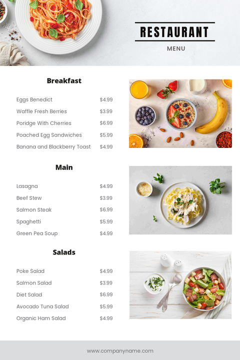 Elegant Restaurant Menu Sign Template
