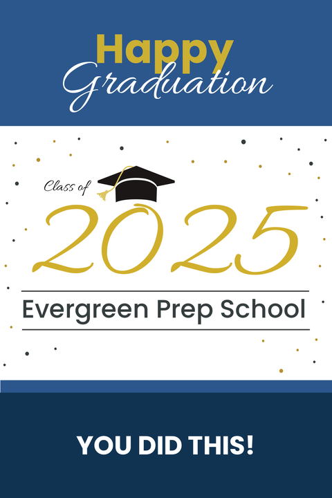 Gold, Blue and White Graduation Sign Template