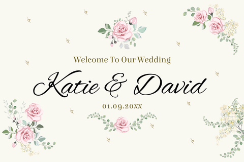 Pink Floral Welcome to Our Wedding Sign Template