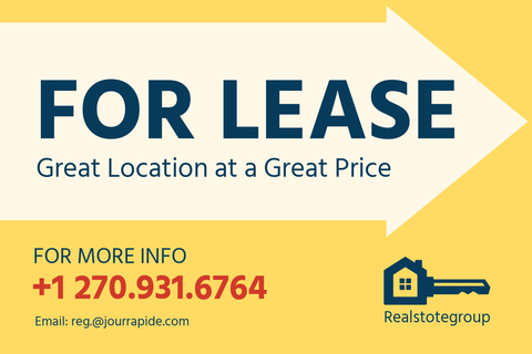 Yellow For Lease Notice With Text Property Sign Template