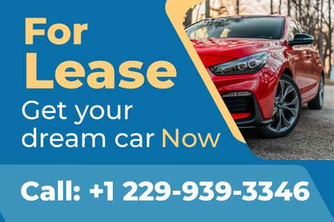 For Lease in Blue and Yellow With Car Photo Template