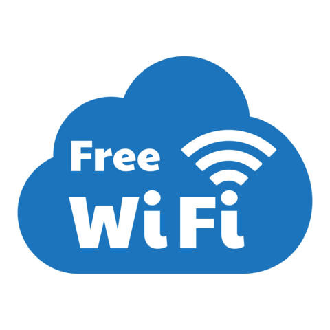 Blue Cloud Free WiFi With Signal Icon Sign Template