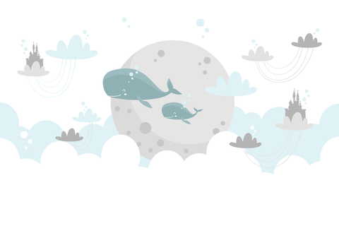Whales, Clouds, Castles and Moon Sign Template