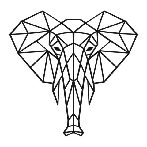 Geometric Elephant Head Sign Template