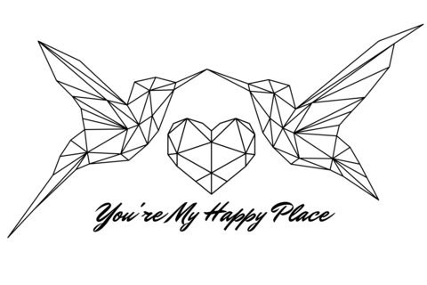 Geometric Heart and Birds Decorative Sign Template