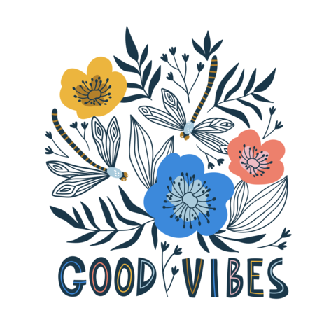 Good Vibes Colorful Floral Sign Template