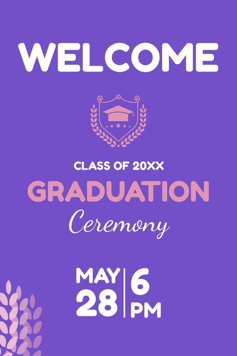 Purple Graduation Ceremony Sign Template