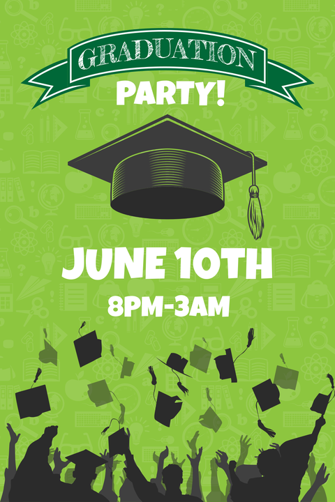 Green-Themed Graduation Party Sign Template