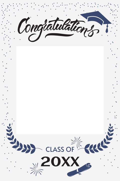 White and Blue Graduation Selfie Frame Template