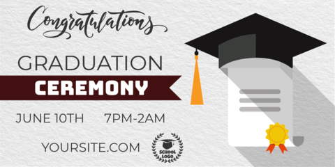 Student Cap and a Diploma Graduation Sign Template