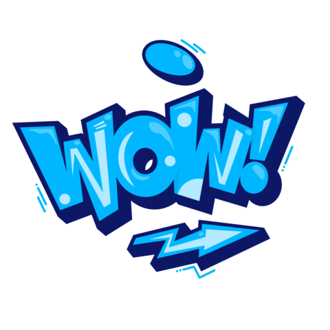 Wow Graffiti in Blue With an Exclamation Mark Sign Template