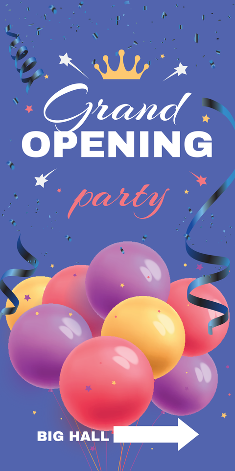 Colorful Balloons Grand Opening Party Sign Template
