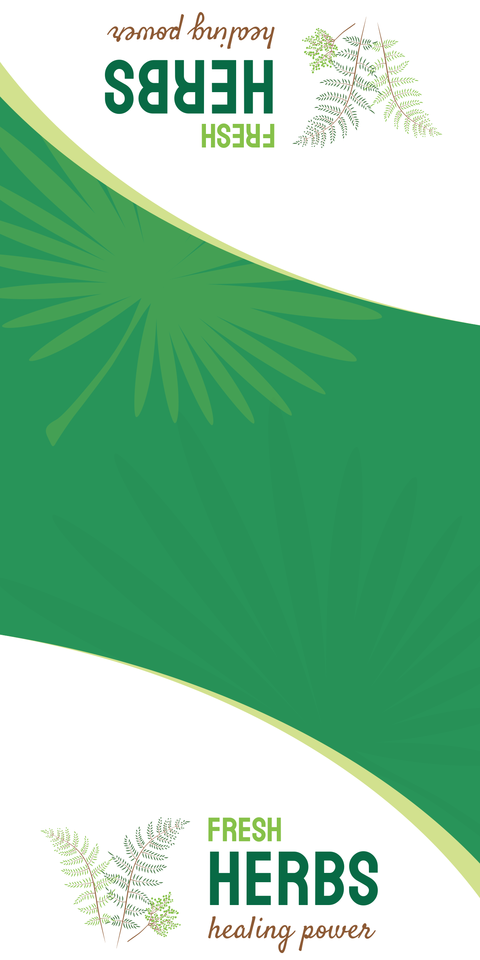 Green and White Healing Herbs Table Runner Template