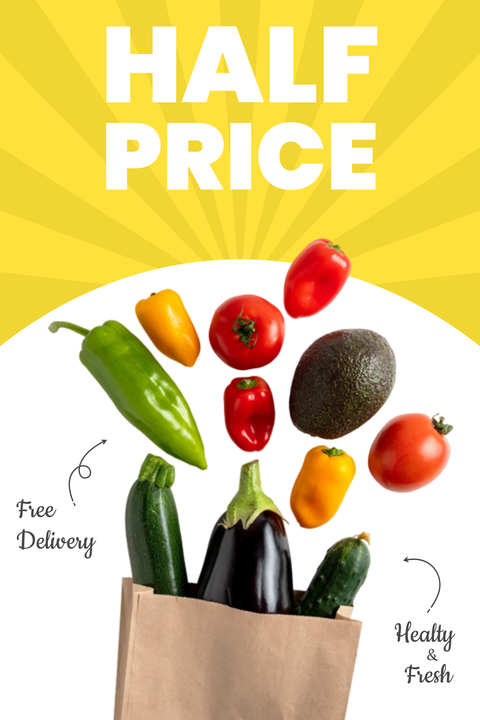 Half Price Grocery Discount Sign Template
