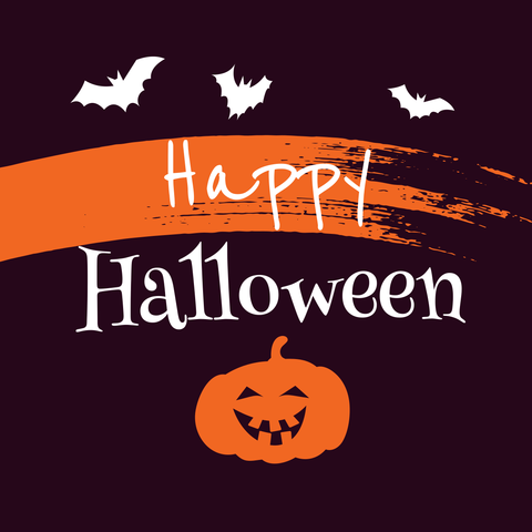 Pumpkin and Bat Illustrations Happy Halloween Sign Template