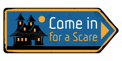 Blue-Themed Directional Halloween Note Sign Template
