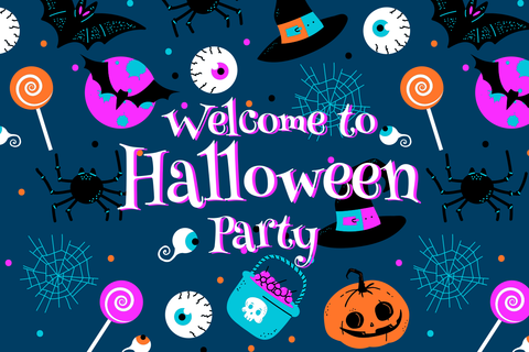 Colorful Welcome to the Halloween Party Sign Template