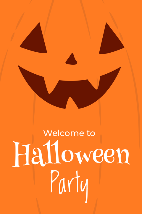 Orange Pumpkin-Themed Halloween Sign Template