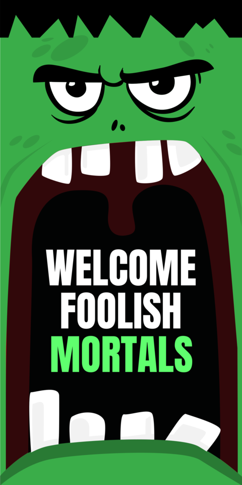 Huge Zombie Mouth Halloween Quote Sign Template
