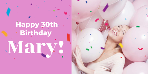 Woman With Pink Balloons Photo on a Birthday Sign Template