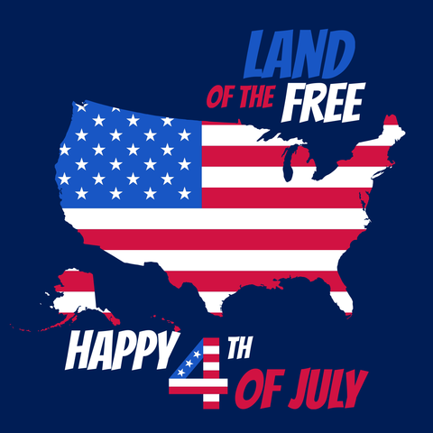 US Map With the Flag 4th of July Sign Template