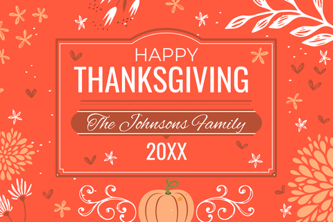 Orange Colored Family Thanksgiving Sign Template