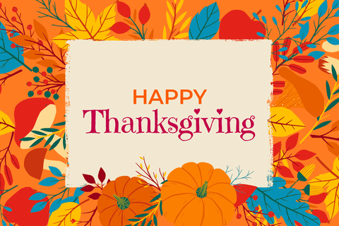 Orange Pumpkins and Leaves Happy Thanksgiving Sign Template