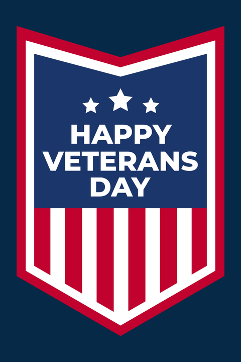 Shield-Shaped US Flag Happy Veterans Day Template