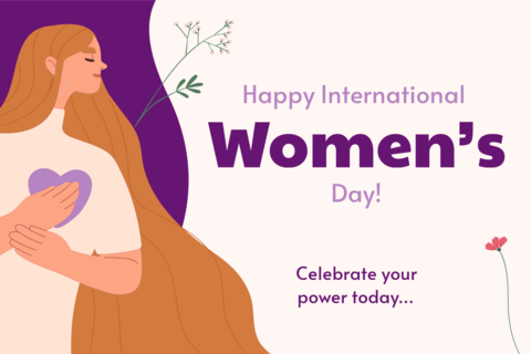 Illustrated Happy Women's Day Power Quote Sign Template