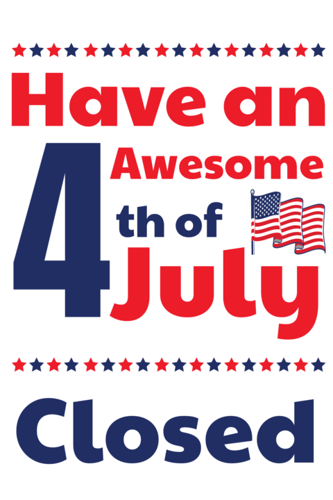 American Flag-Themed 4th of July Closed Sign Template