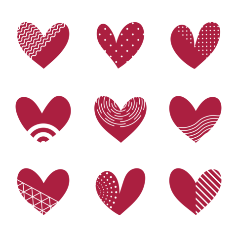 Hearts With Different Patterns Sign Template