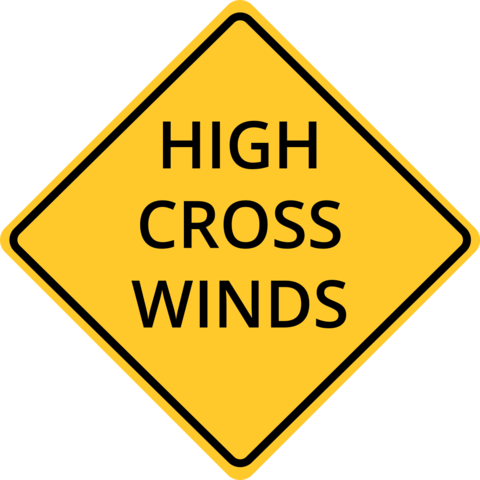 Yellow and Black High Cross Winds Warning Sign Template